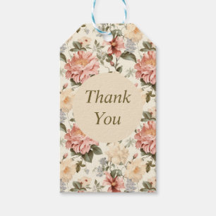 Thank you adorable pastel retro flower garden  gift tags