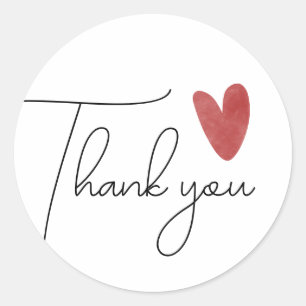 Thank you adorable red crayon heart classic round sticker