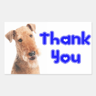 Thank You Airedale Puppy Dog Sticker / Label