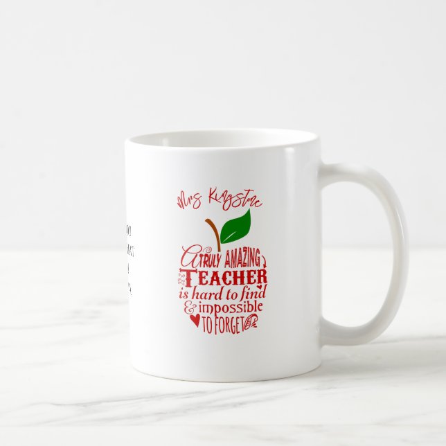Thank you amazing teacher red word art apple coffee mug (Right)