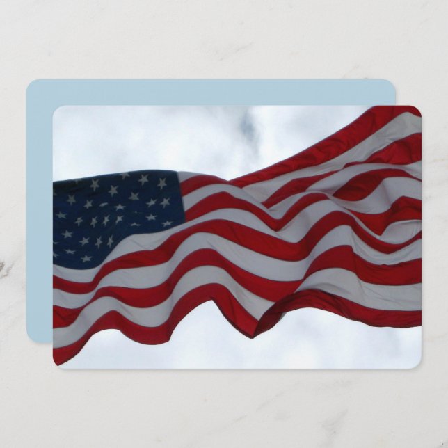 Thank You American Flag Veterans Day Flat Card (Front/Back)