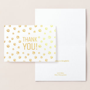 Thank You   Animal Paw Prints Gold Foil Card