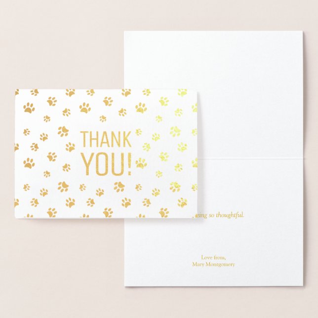 Thank You | Animal Paw Prints Gold Foil Card (Display)