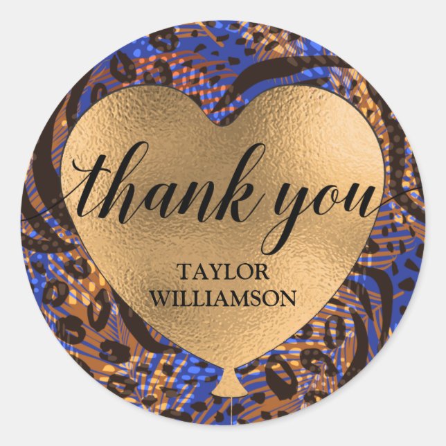 Thank You Animal Print Classic Round Sticker (Front)