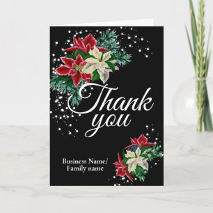 Thank You Appreciation Festive Floral Black Card