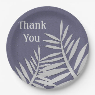 Thank You Appreciation Purple Leaf Silhouette Paper Plate