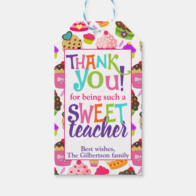 Thank You Appreciation Sweet Cupcake Gift Tags (Front)