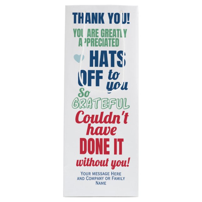 Thank You Appreciation Wine Gift Bag (Front)