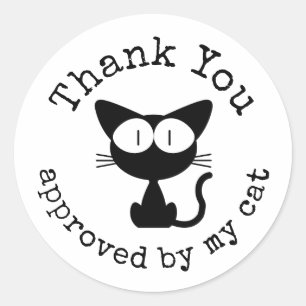 Thank You approved by my cat Black Cat Classic Round Sticker