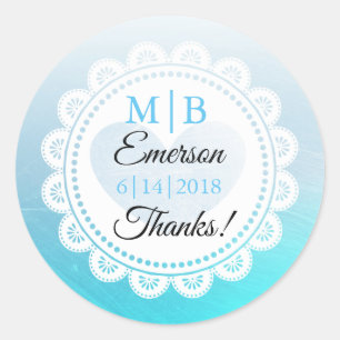 Thank YOU Aqua Blue Personalised Wedding Stickers