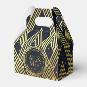 Thank You Art Deco Gatsby Gold Glitter Geometric Favour Box