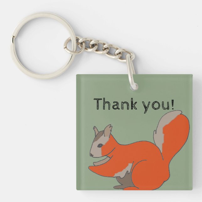 Thank You Artistic Appreciation Squirrel Key Ring (Front)