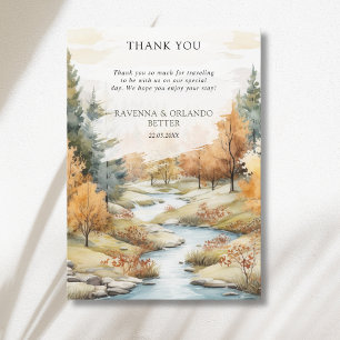 Thank You Autumn River Forest Landscape Wedding Announcement