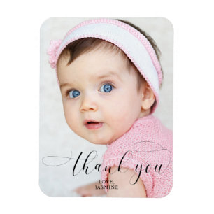 Thank you Baby Birthday Photo Elegant Swashes Magnet