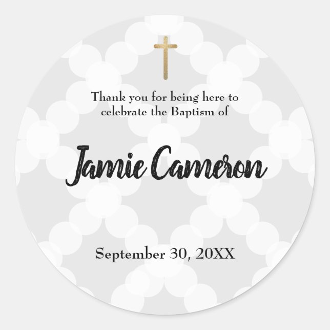 Thank You Baby Boy Baptism Christening Classic Round Sticker (Front)