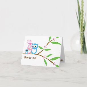 Thank you Baby Boy Owl Baby Shower Note Card