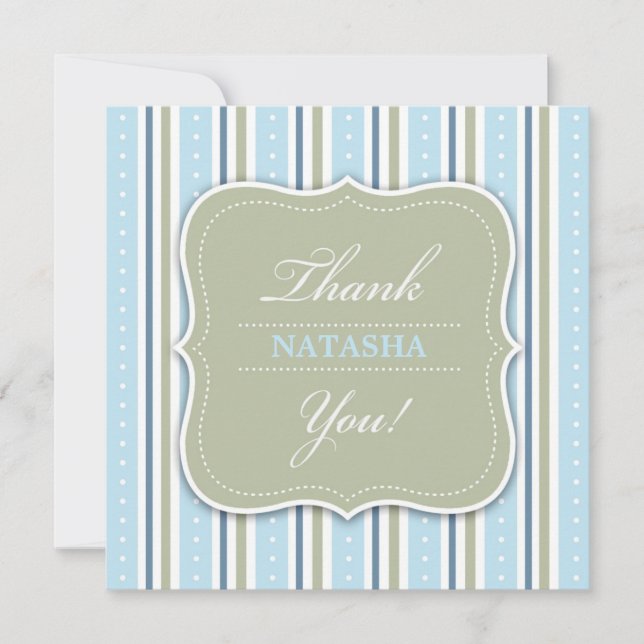 Thank You Baby Boy Shower Flat Card (Front)