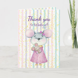  Thank you Baby Gift Fun Cute Mouse Animal  Card