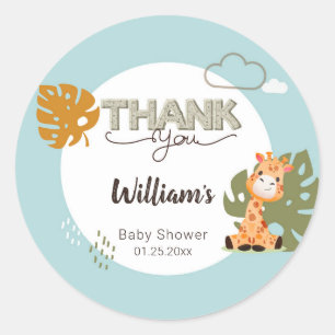 Thank you Baby Giraffe, Baby Shower Invitation Classic Round Sticker