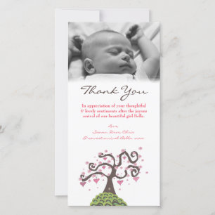 Thank You Baby Monogram Tree Photo Card Template