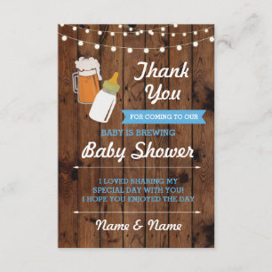 Thank you Baby Shower Beer Brewing Boy Blue Invitation