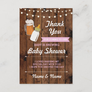 Thank you Baby Shower Beer Brewing Pink Girl Invitation