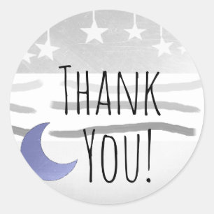 Thank You Baby Shower Blue Grey Moon and Stars Classic Round Sticker
