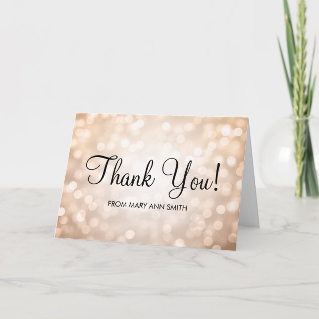 Thank You Baby Shower Copper Glitter Lights Card (Front)