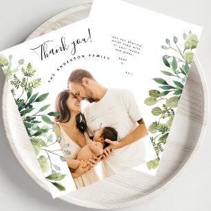 Thank You Baby Shower Elegant Botanical Arch Photo Card