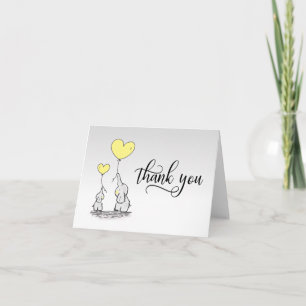 THANK YOU Baby Shower Elephant YELLOW Grey   BLANK