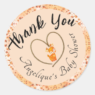 Thank You Baby Shower Fall Motif & Colour Classic Round Sticker