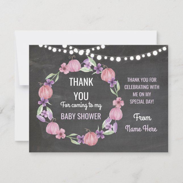 Thank You Baby Shower Girl Cards Pumpkin Pink (Front)
