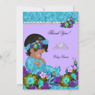 Thank You Baby Shower Girl Teal Blue Purple Card