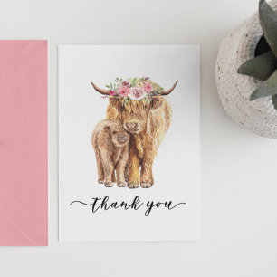 Thank you Baby Shower Highland Cow Card