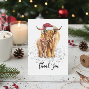 Thank you Baby Shower Highland Cow Christmas Card