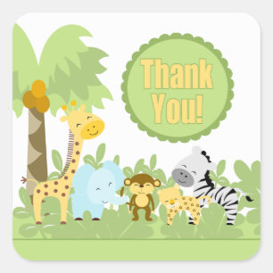 Thank You Baby Shower Jungle Square Sticker! Sticker
