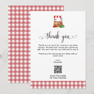 Thank you Baby Shower Locally Grown Farm QR Code Card