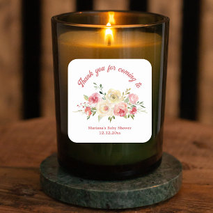 thank you Baby Shower watercolor floral Square Sticker