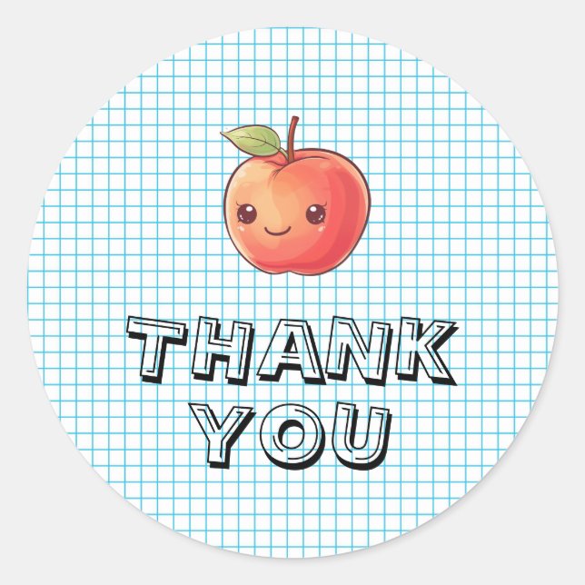 Thank You Back to School Teacher Apple  Classic Round Sticker (Front)
