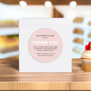 Thank You Bakery Minimal Pink Business  Classic Round Sticker