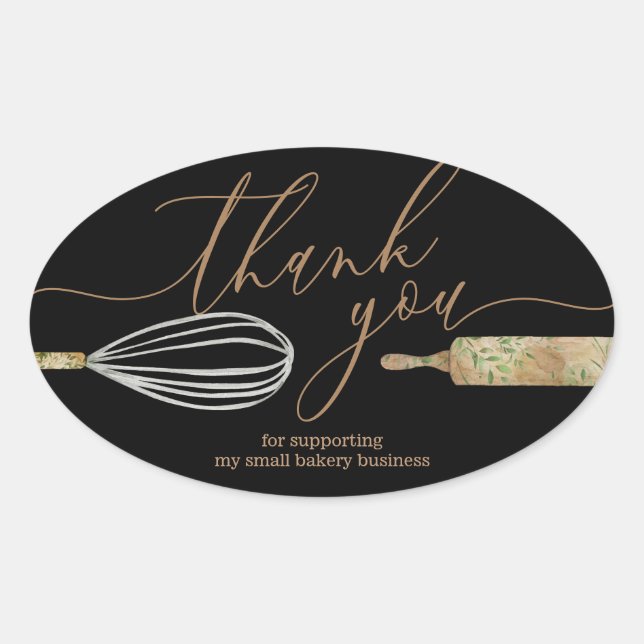 Thank You Bakery Small Business Pastry Package Oval Sticker (Front)