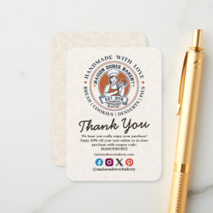 Thank You Bakery Store Pastry Cake Baker Catering Enclosure Card