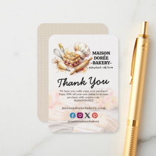 Thank You Bakery Store Pastry Cake Baker Catering Enclosure Card