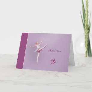 Thank You, Ballerina in White and Pink Thank You Card