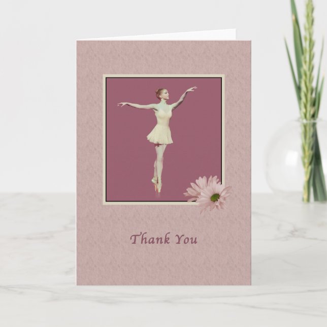 Thank You, Ballerina On Pointe with Daisies Thank You Card (Front)