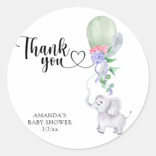 Thank you Balloon and Elephant Classic Round Sticker