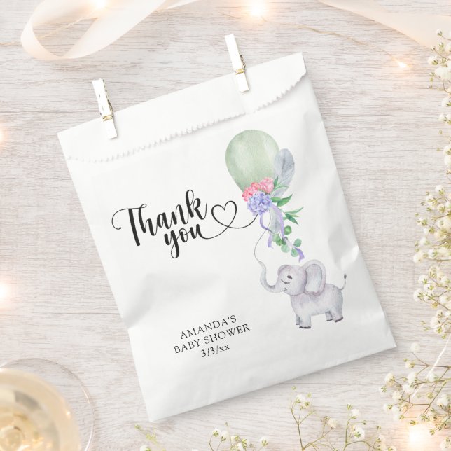 Thank you Balloon and Elephant  Favour Bag (Clipped)