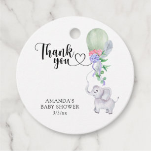 Thank you Balloon and Elephant Favour Tags