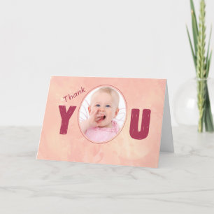 Thank You Baptism Gift Pink, Photo Customise card