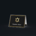 THANK YOU bar mitzvah gold star of david black Card<br><div class="desc">[ NOTE - THE GOLD EFFECT IS A PRINTED PICTURE ] A modern, simple design for THANK YOU CARD Setup as a template it is simple for you to add your own details, or hit the ize button and you can add or change text, fonts, customsizes, etc TIP: 1. To...</div>